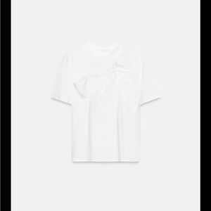 Zara White Top with Front Bow Accent